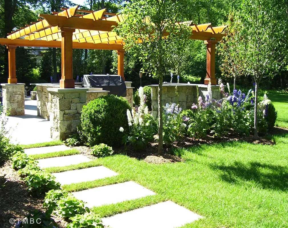 Pergola garden structure with timber details and outdoor living space image 5