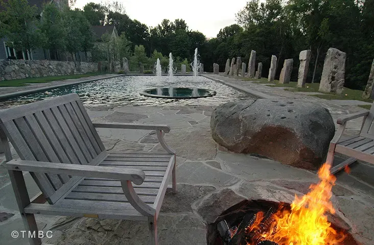 Custom pool design, spa, water feature, and outdoor living environment image 21