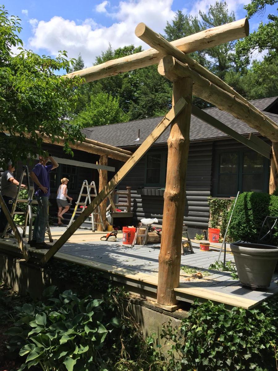 Outdoor table and crafted carpentry detail